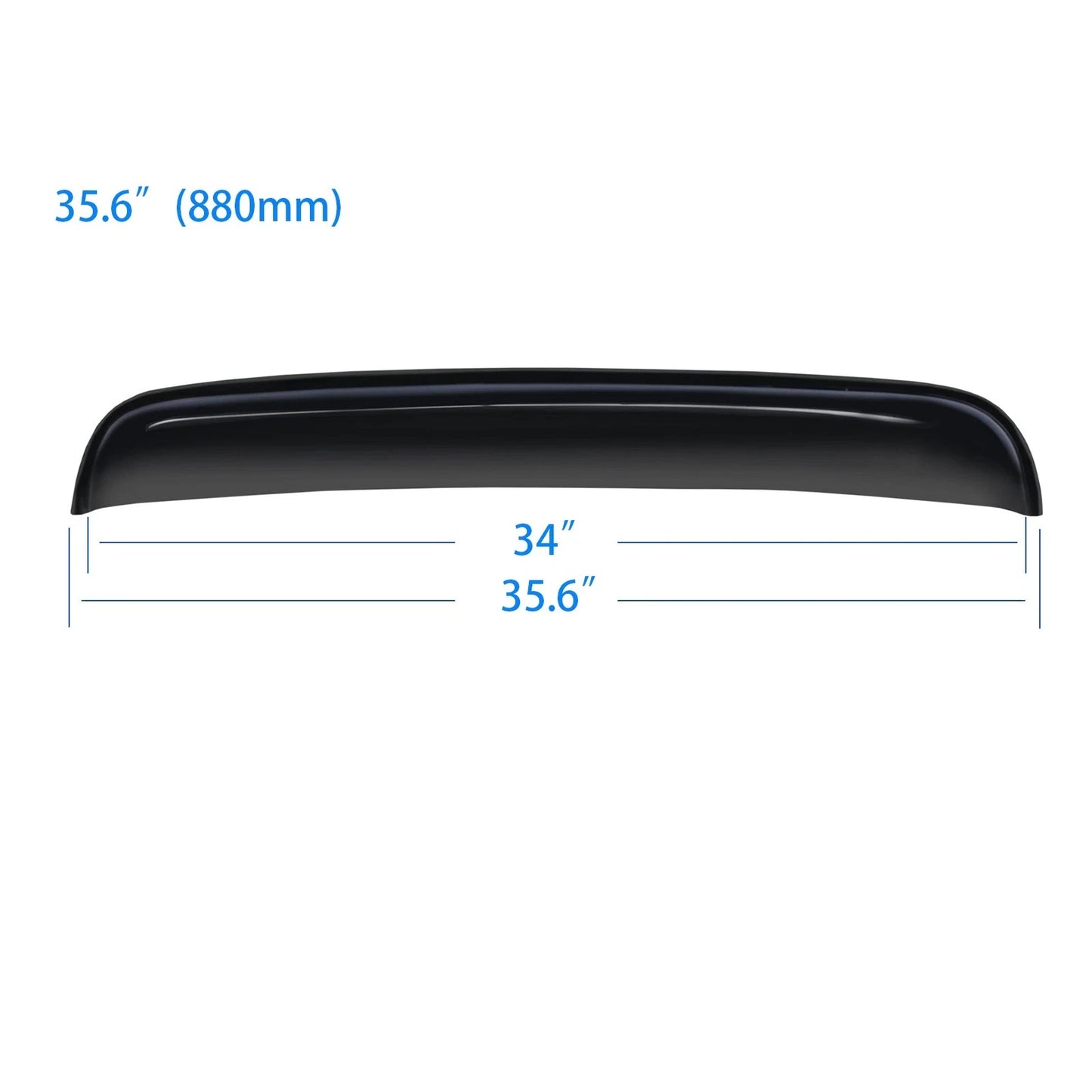 34 inch universal sunroof wind deflector size chart with 30.8 inch body width and 35 inch overall width