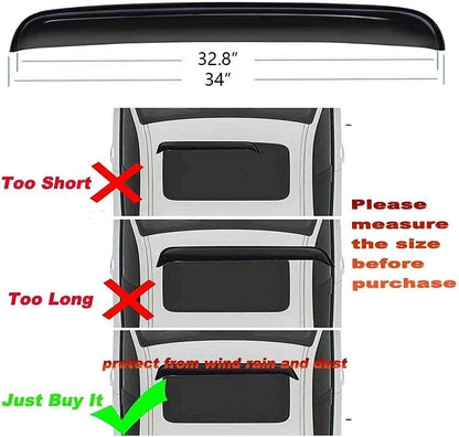 Sunroof visor size guide showing proper fitment for vehicle roof opening