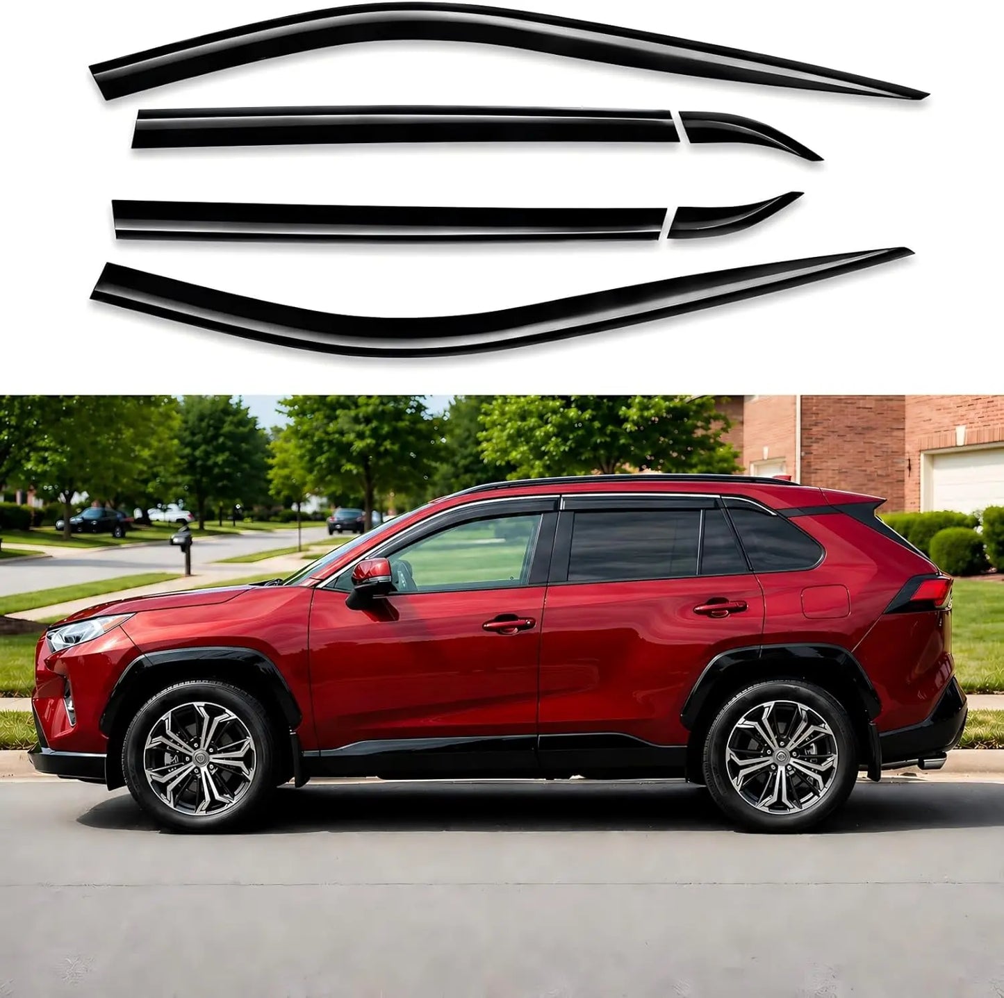 6pcs smoke window visor rain guards for 2019-2025 Toyota RAV4 side window fitment