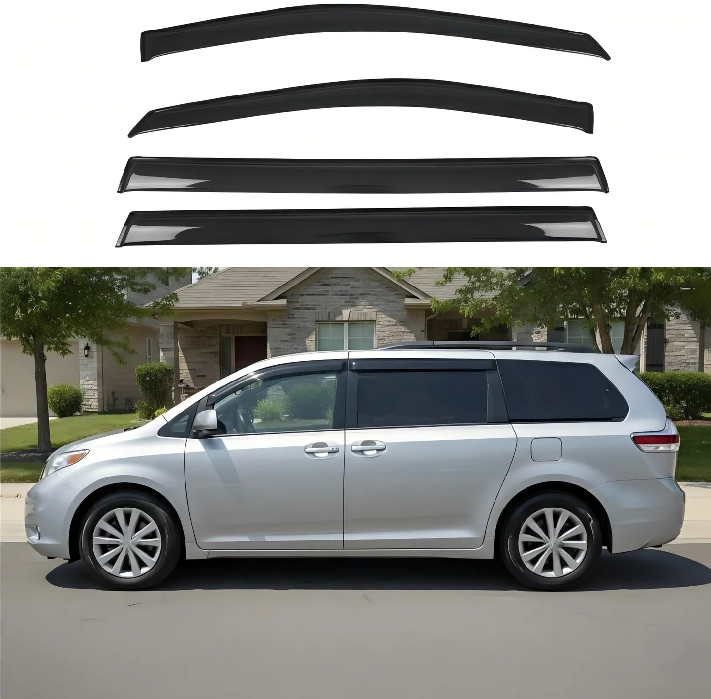 4pcs smoke acrylic window visor rain guards for 2011-2020 Toyota Sienna side windows