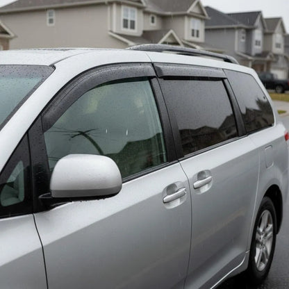 2011-2020 Toyota Sienna with smoke window visor rain guards installed in rainy weather