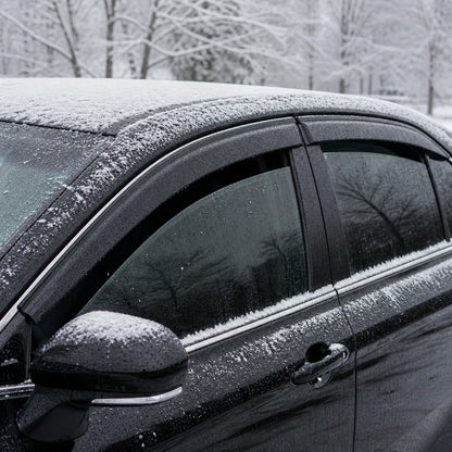 2018-2024 Toyota Camry smoke window vent deflectors installed in snowy weather