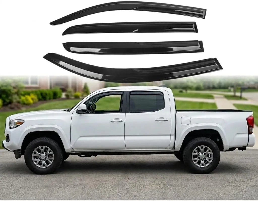 4pcs smoke window visor rain guards for 2016-2023 Toyota Tacoma Crew Cab side windows