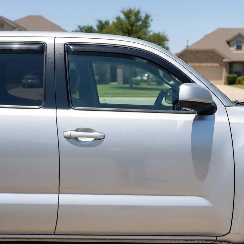 2016-2023 Toyota Tacoma Crew Cab smoke tape-on window vent deflectors side view