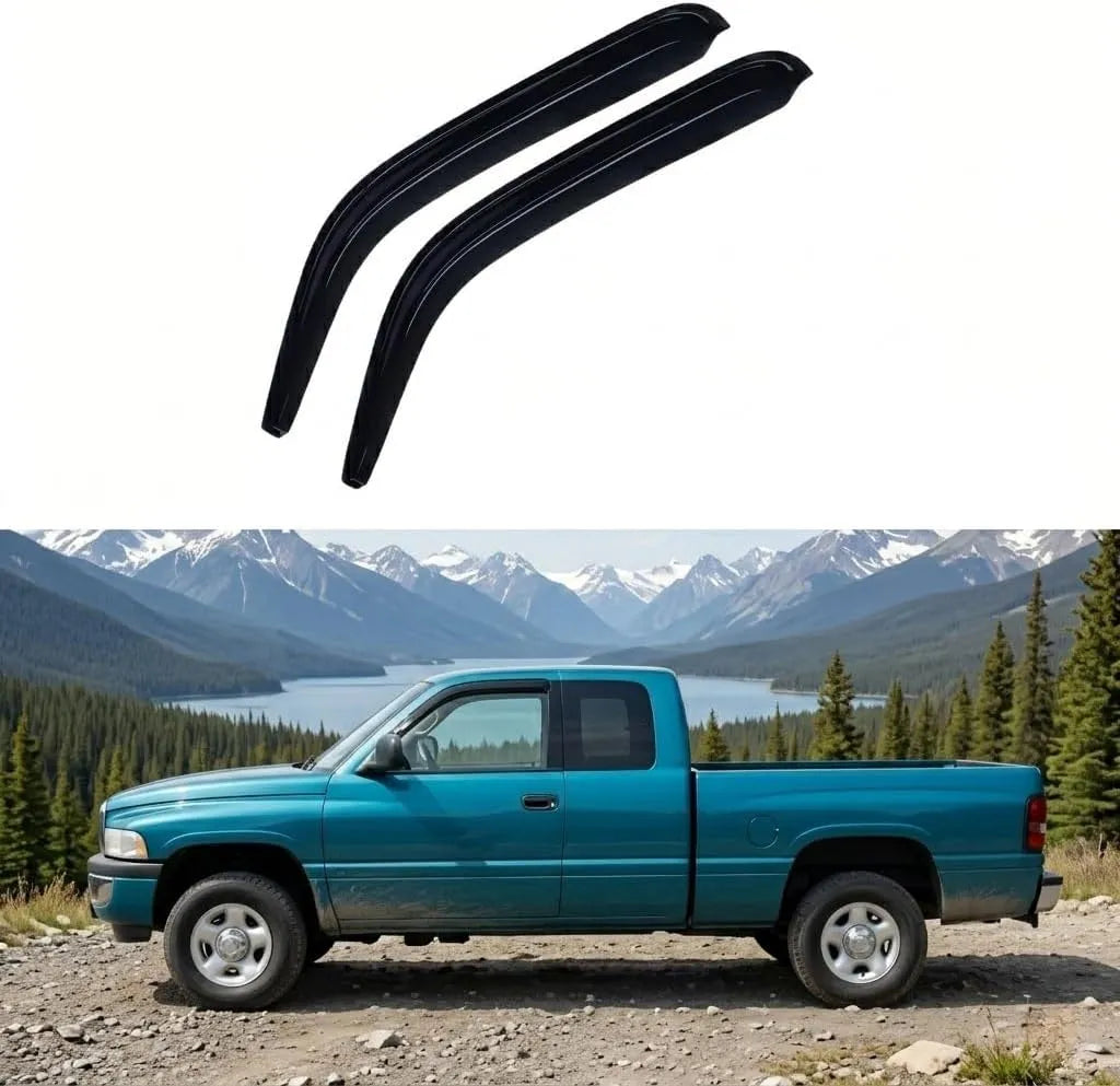 2pcs smoke in-channel window visor rain guards for 1994-2001 Dodge Ram Quad Cab front windows