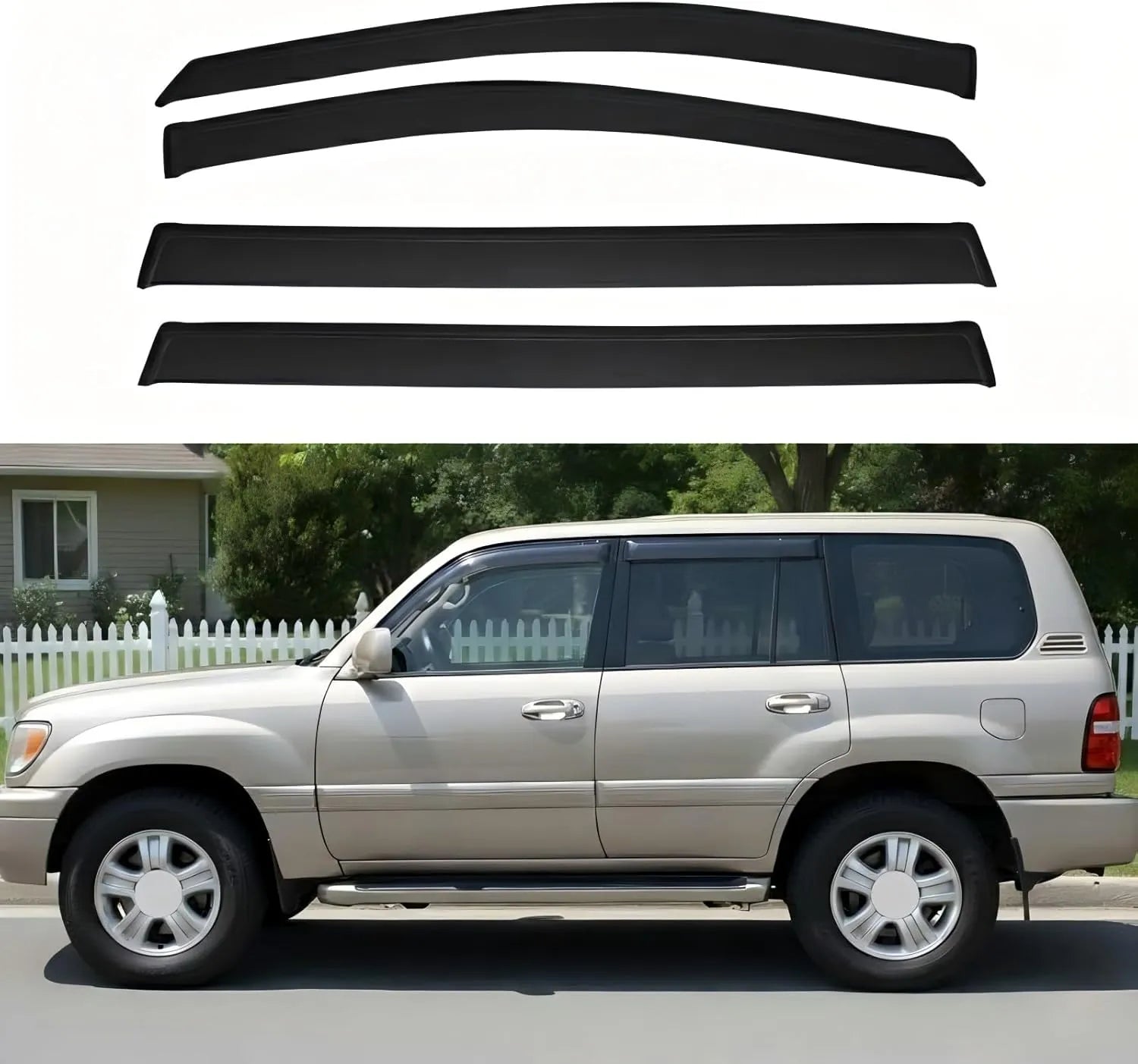 4pcs smoke window visor rain guards for 1998-2007 Toyota Land Cruiser side windows