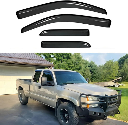 4pcs smoke window visor rain guards for 1999-2006 Chevy Silverado GMC Sierra Extended Cab