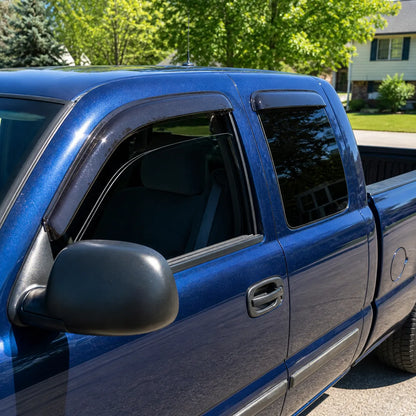 1999-2006 GMC Sierra Extended Cab smoke tape-on window vent deflectors side view