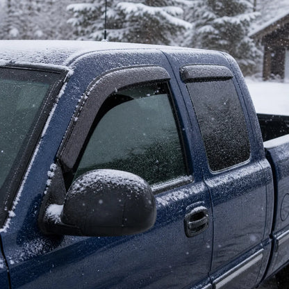 1999-2006 GMC Sierra Extended Cab smoke tape-on window vent deflectors side view