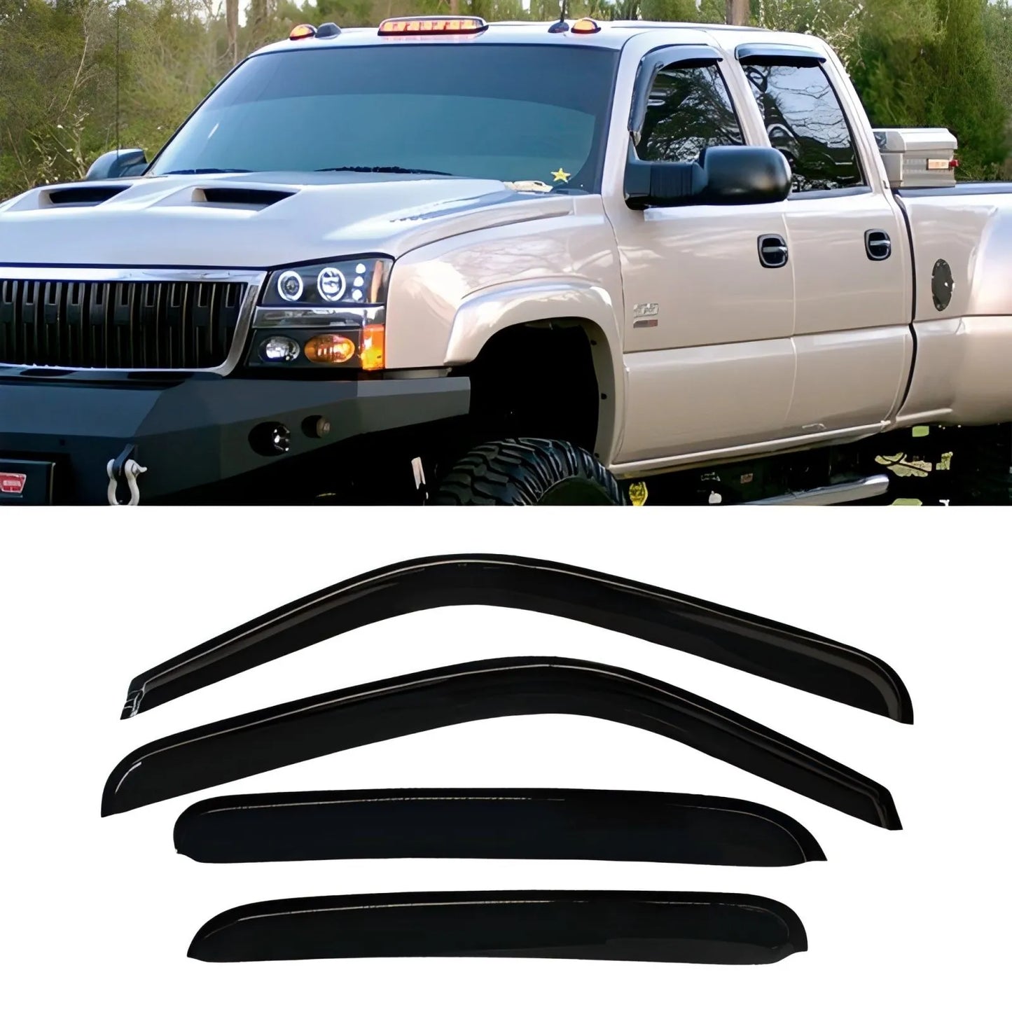 4pcs smoke window visor rain guards for 2001-2006 Silverado Sierra Crew Cab