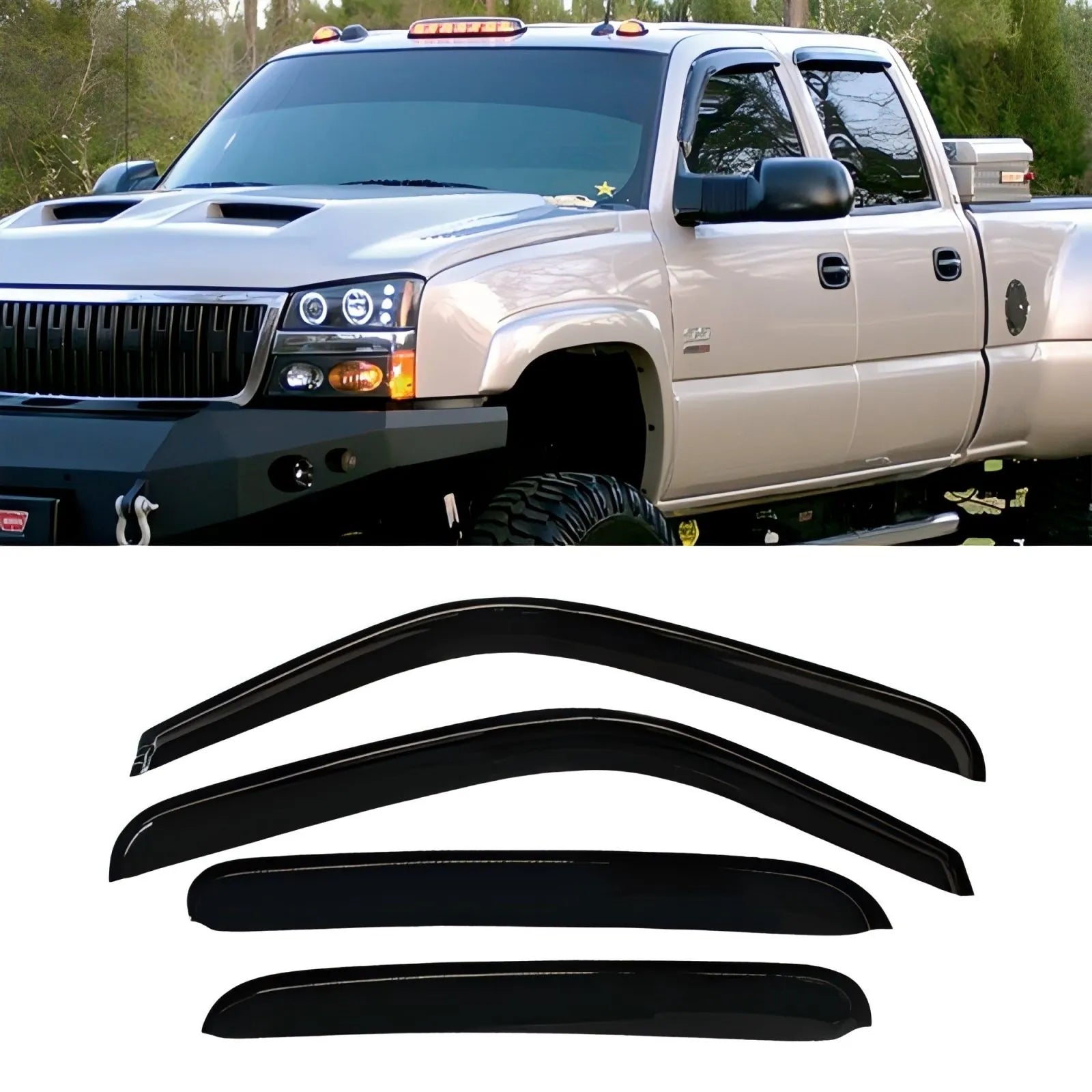 4pcs smoke window visor rain guards for 2001-2006 Silverado Sierra Crew Cab