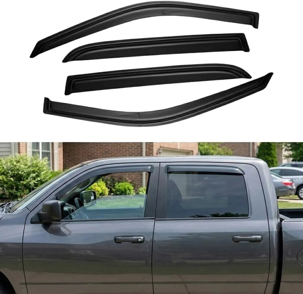 4pcs smoke window visor rain guards for Ram 1500 2500 3500 Crew and Mega Cab trucks