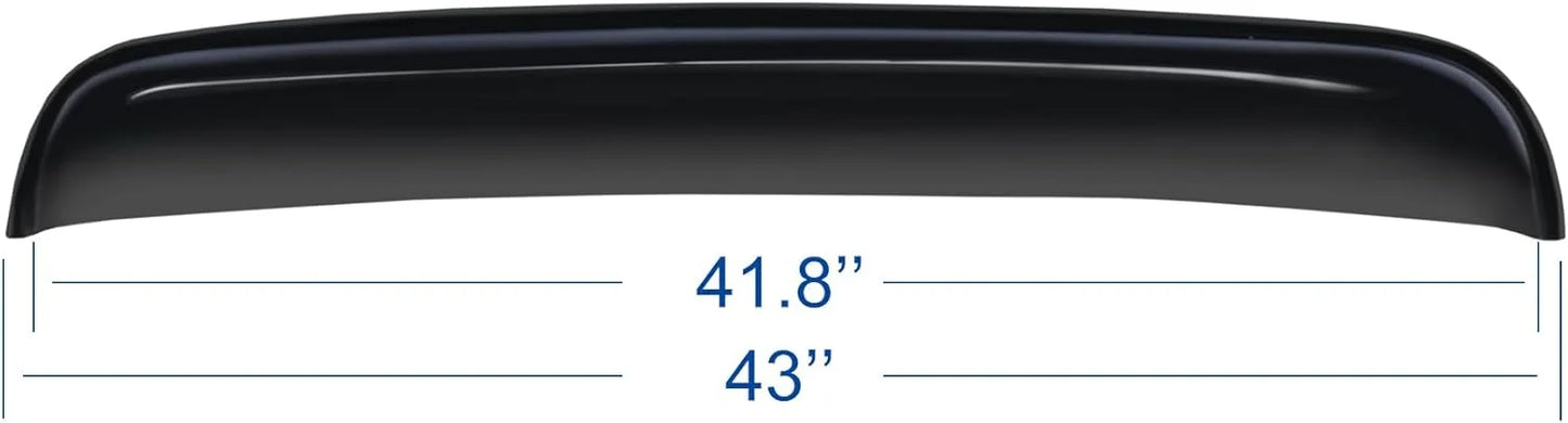 43 inch universal sunroof wind deflector size chart, dark smoke roof visor with approximately 41.8 inch body length