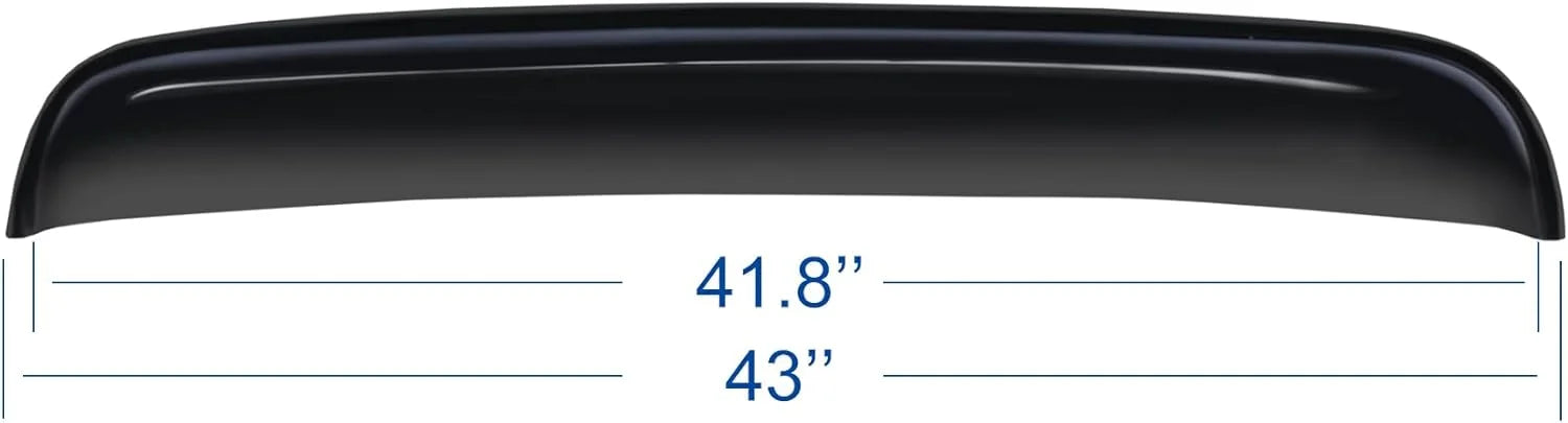 43 inch universal sunroof wind deflector size chart, dark smoke roof visor with approximately 41.8 inch body length