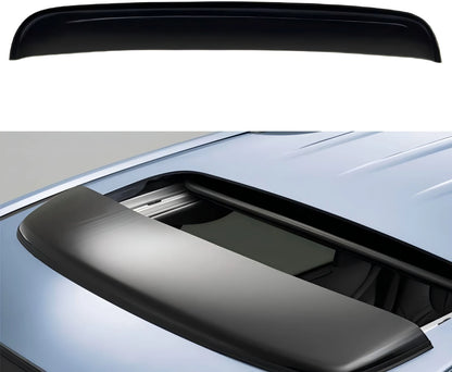 34 inch universal dark smoke acrylic sunroof wind deflector installed above vehicle sunroof